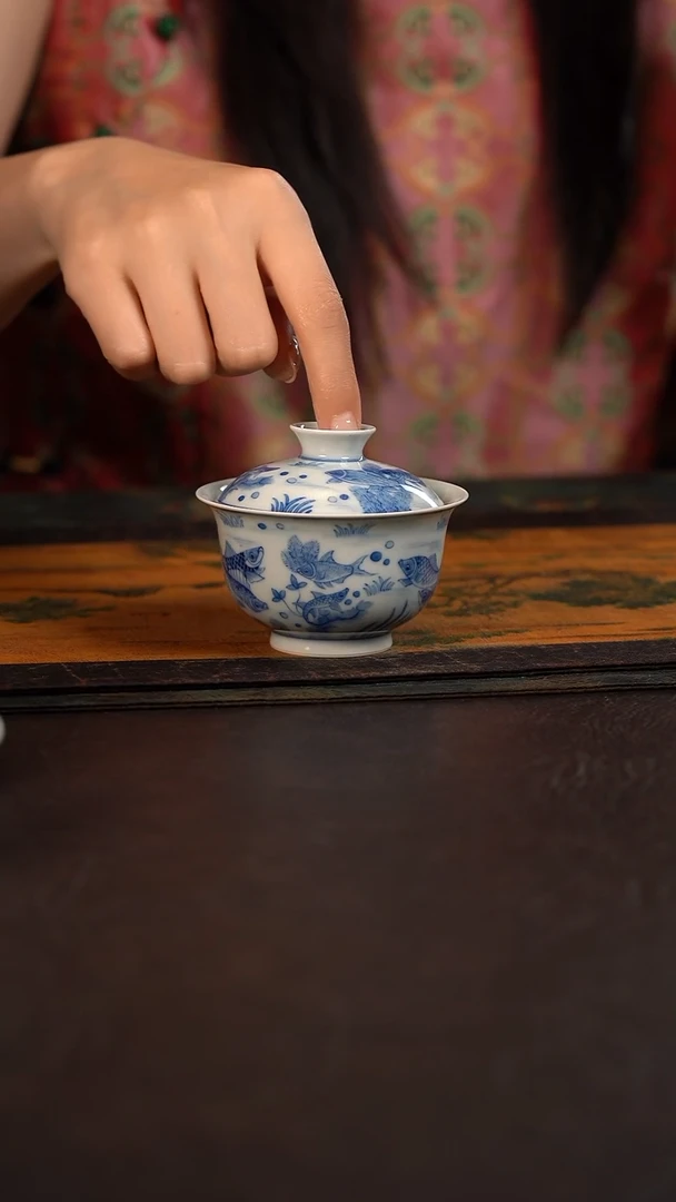 杯 聚澜堂好多鱼大元宝盖碗