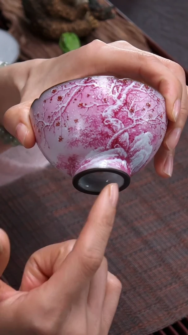 【闪购商品】紫砂茶杯九序 《胭脂红花口杯》（大号）