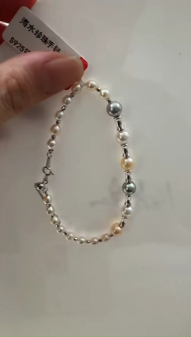 【闪购商品】海水珍珠AQ银S925镶嵌海水珍珠手链@@YS311