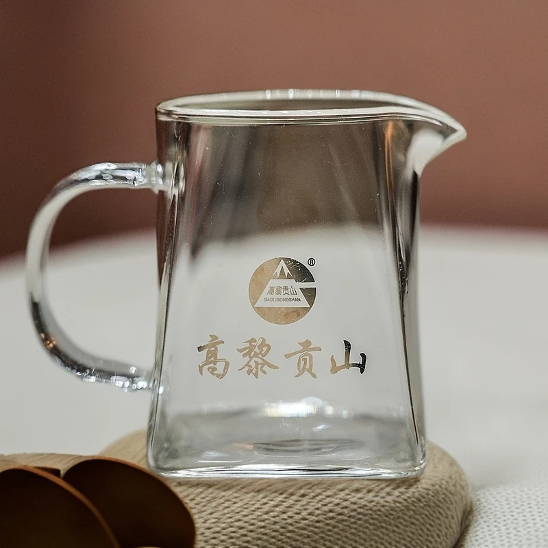 高黎贡山天圆地方玻璃LOGO公道杯耐热茶杯