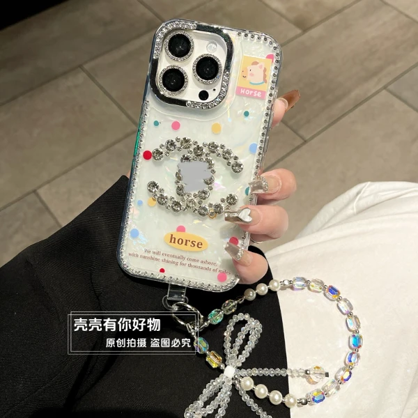 适用苹果华为手机壳iphone16点钻波点mate70防摔15pro贝壳纹p80女