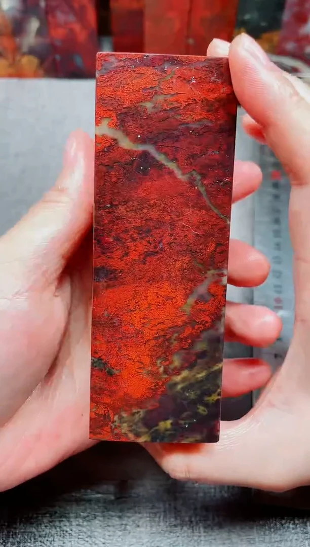 玉桂林鸡血玉素章艳血扁章39