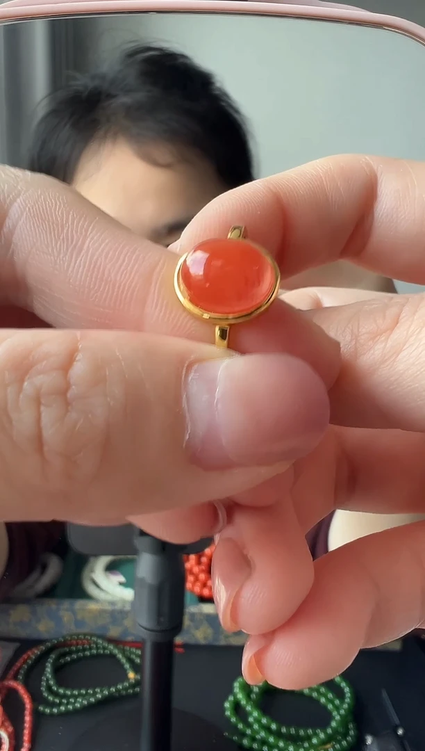 【闪购商品】南红玛瑙戒指银S925镶嵌南红戒指