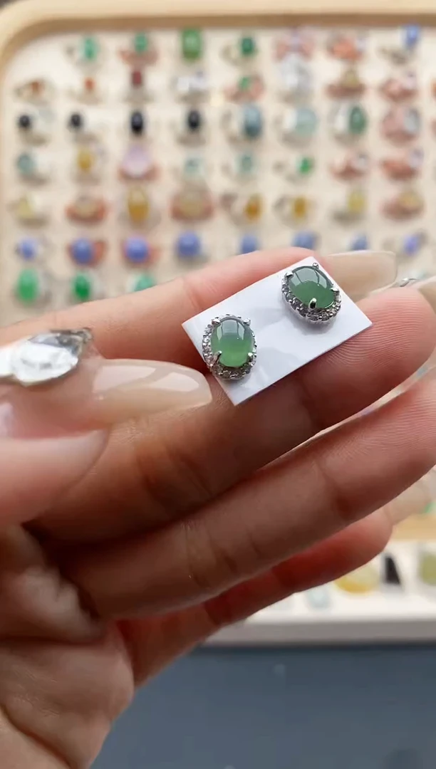 【闪购商品】翡翠戒指银S925镶嵌缅甸天然A货翡翠333  4+2