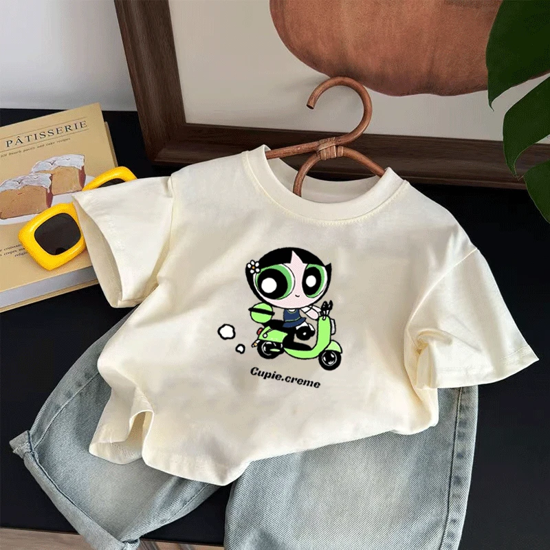 夏季100%纯棉女童短袖爆款新款休闲圆领宽松简约潮流可爱打底上衣