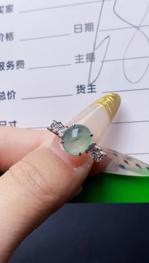 银S925镶嵌戒指翡翠3209