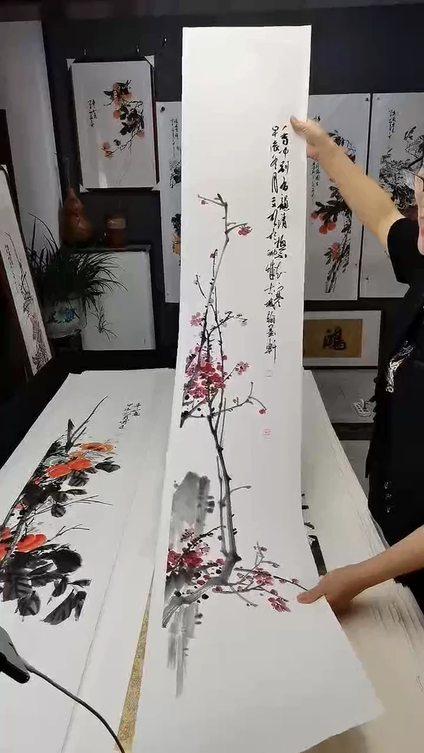 四条屏--梅花138*23cm