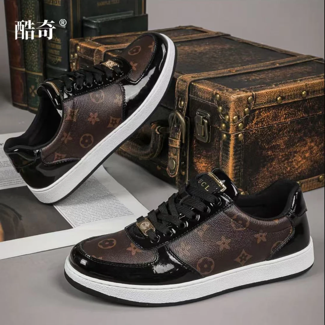 GUCL男鞋经典休闲鞋春季新款男士时尚百搭透气KQ6753 棕色