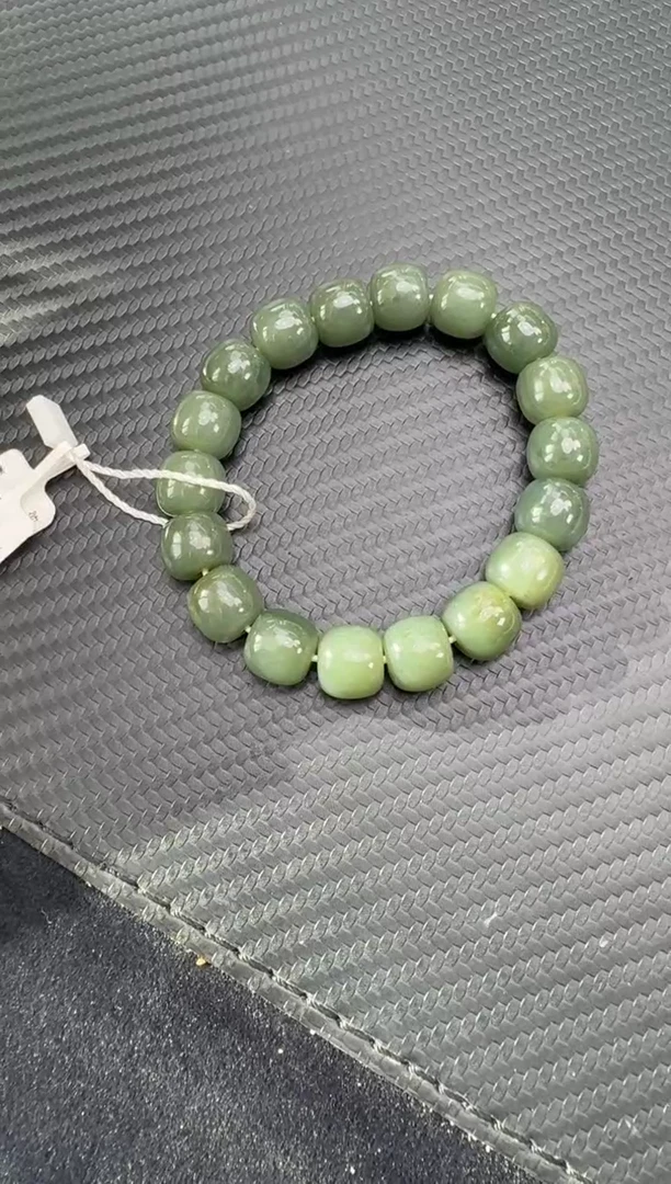 未镶嵌手串和田玉只***路若羌微色差糖青玉卡12手串