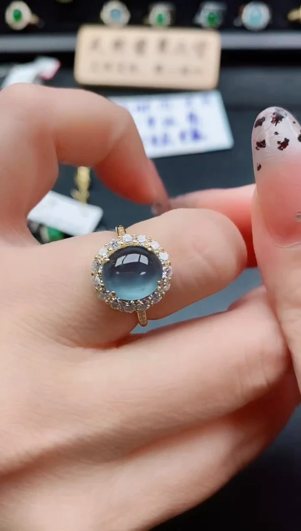 银S925镶嵌戒指翡翠1