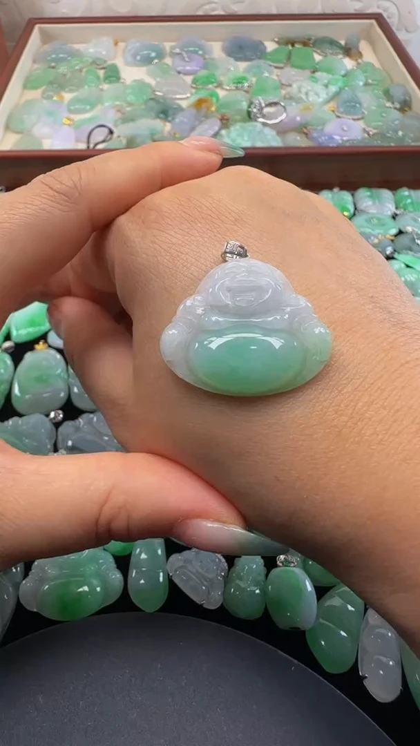 吊坠(不含链)18K金镶嵌翡翠佛公