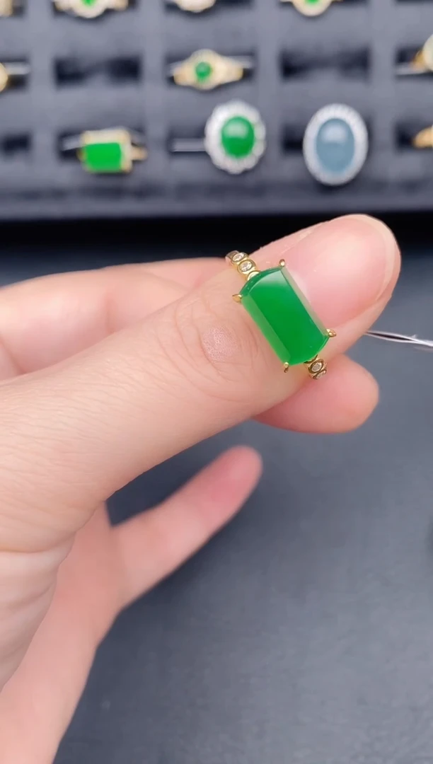 银S925镶嵌戒指翡翠天然a货翡翠209