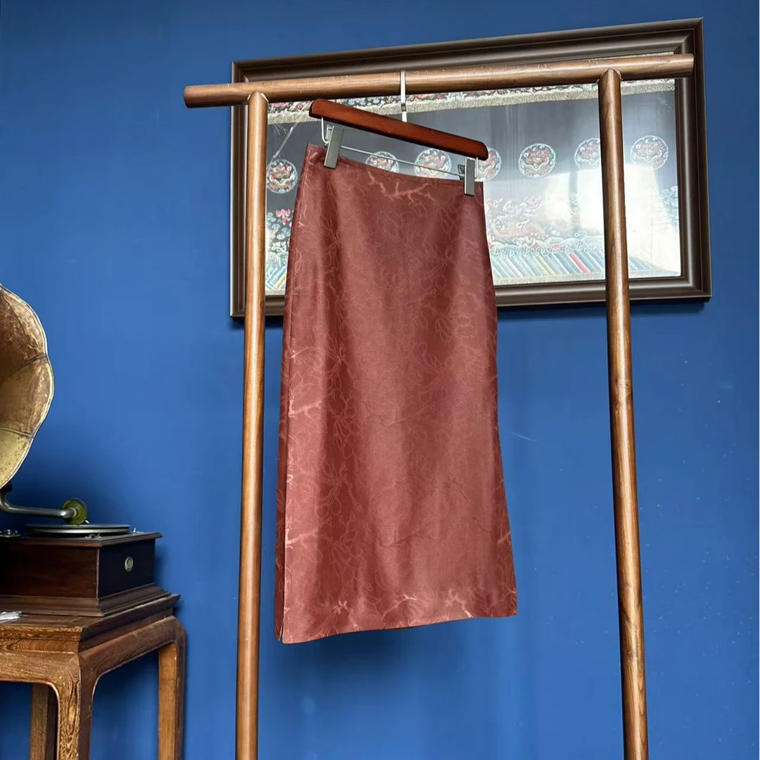 老上海传统中国风半裙非遗三经花罗古法手工红云纱显瘦裙子