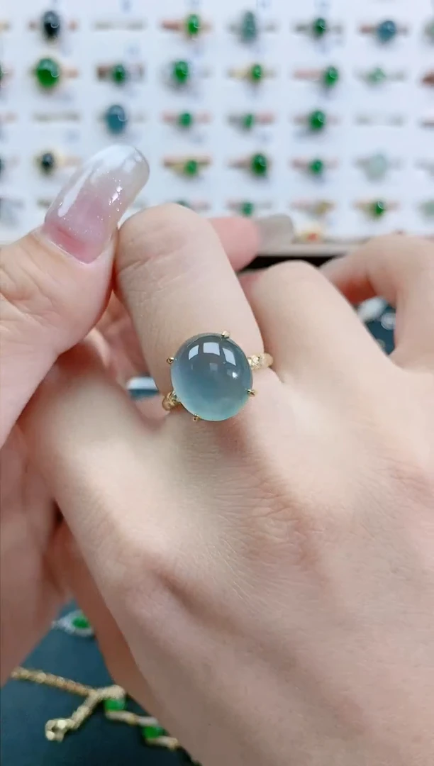 翡翠戒指银S925镶嵌天然翡翠