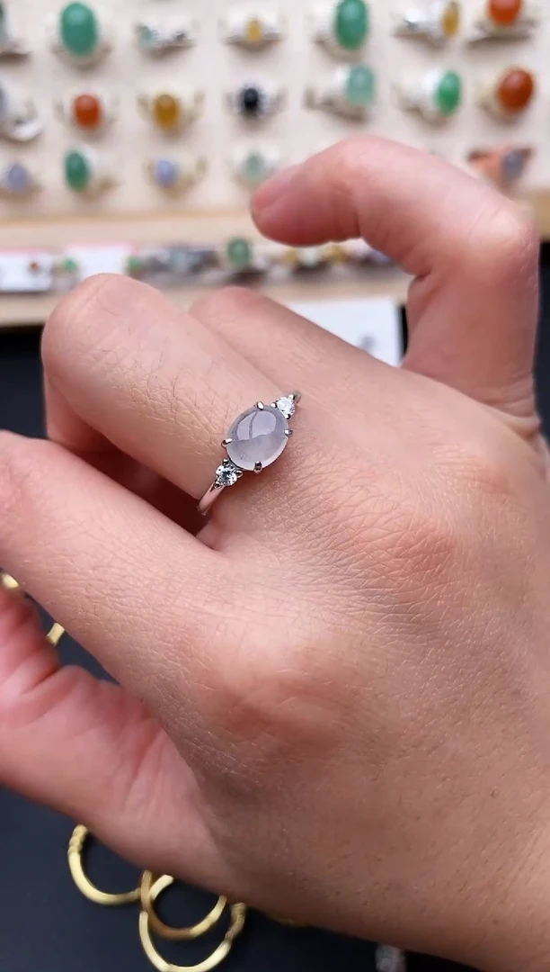 【闪购商品】翡翠戒指银S925镶嵌天然翡翠222   1+