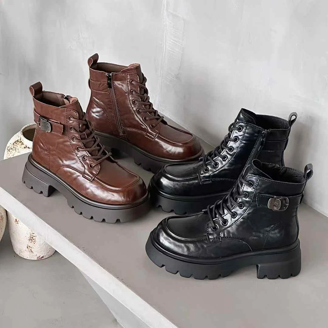 英伦风时尚百搭厚底增高系带马丁靴66-177