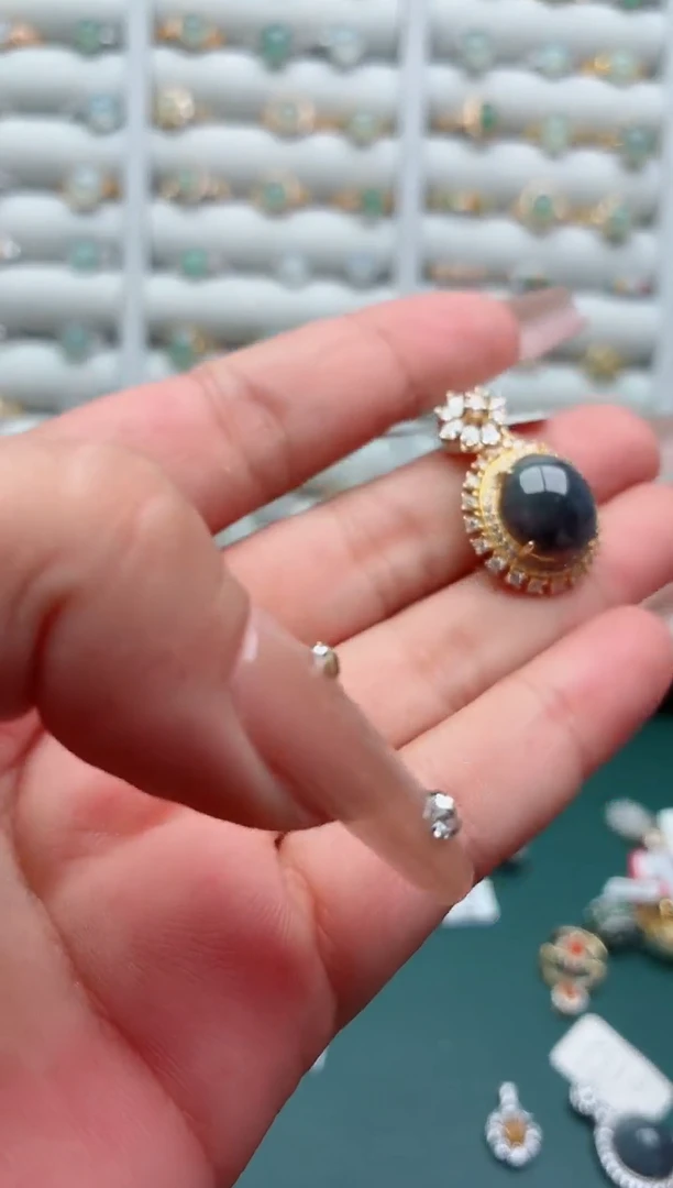 吊坠(不含链)银S925镶嵌翡翠.