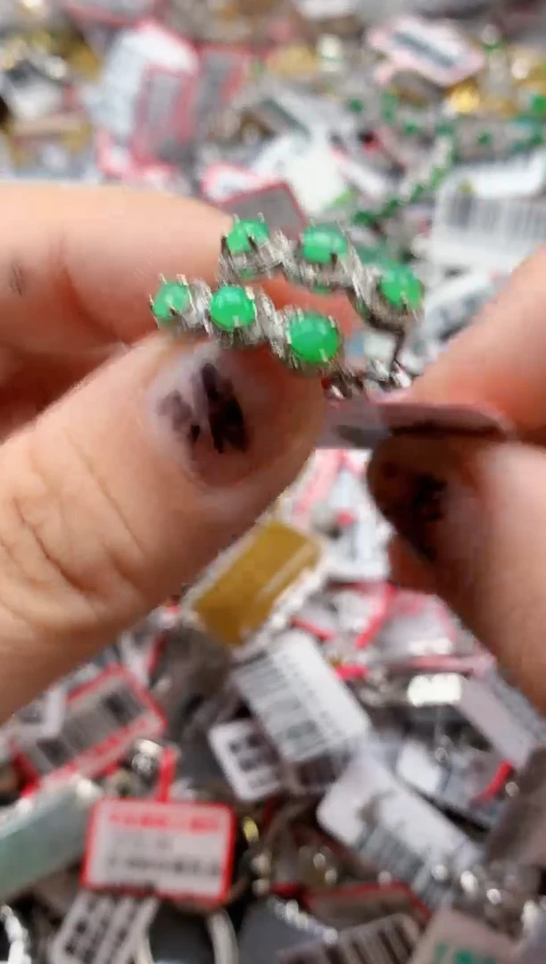 银S925镶嵌戒指翡翠天然A货缅甸翡翠