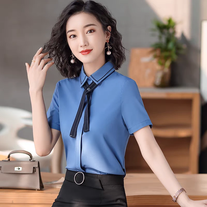 【清仓捡漏】女士雪纺短袖衬衣夏季商务休闲弹力衬衫上班面试职业装