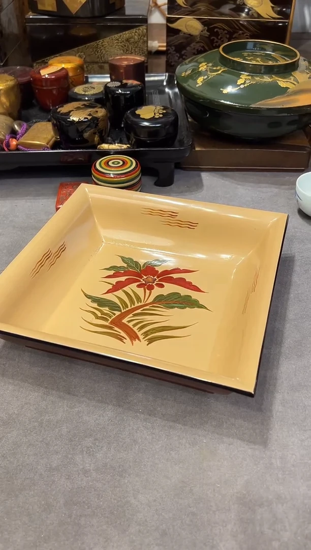 白漆 方钵 大漆漆器大漆漆器