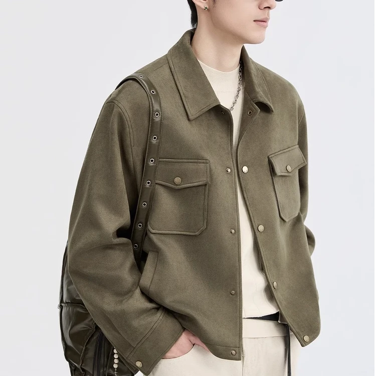 DIIIVERGOM高级感定织PU皮夹克男装春秋季新款机车潮流翻领外套