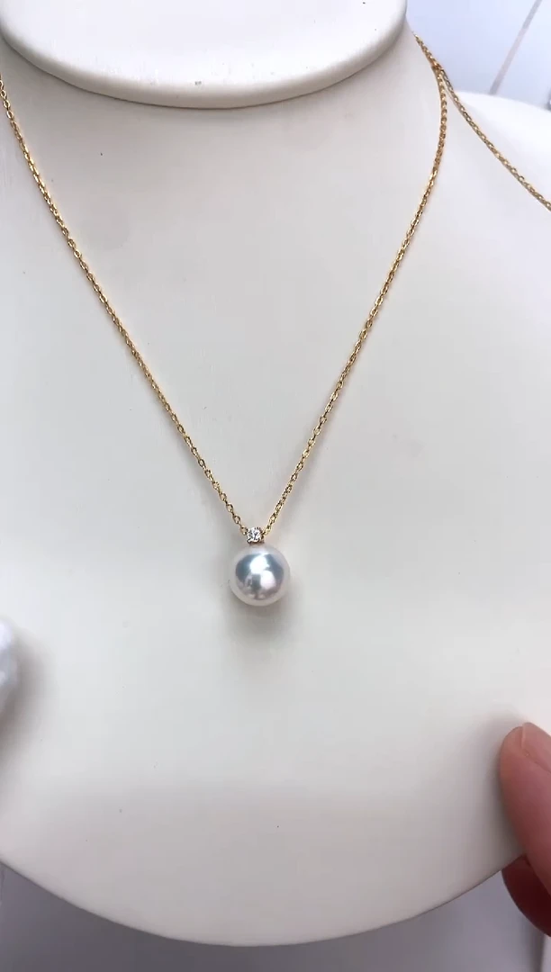 海水珍珠18K金镶嵌颈饰戴妃吊坠9-9.5