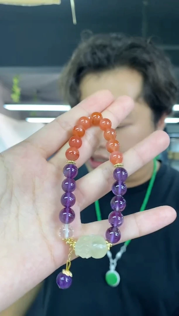 水晶手链未镶嵌多样性发其一，颜色微差