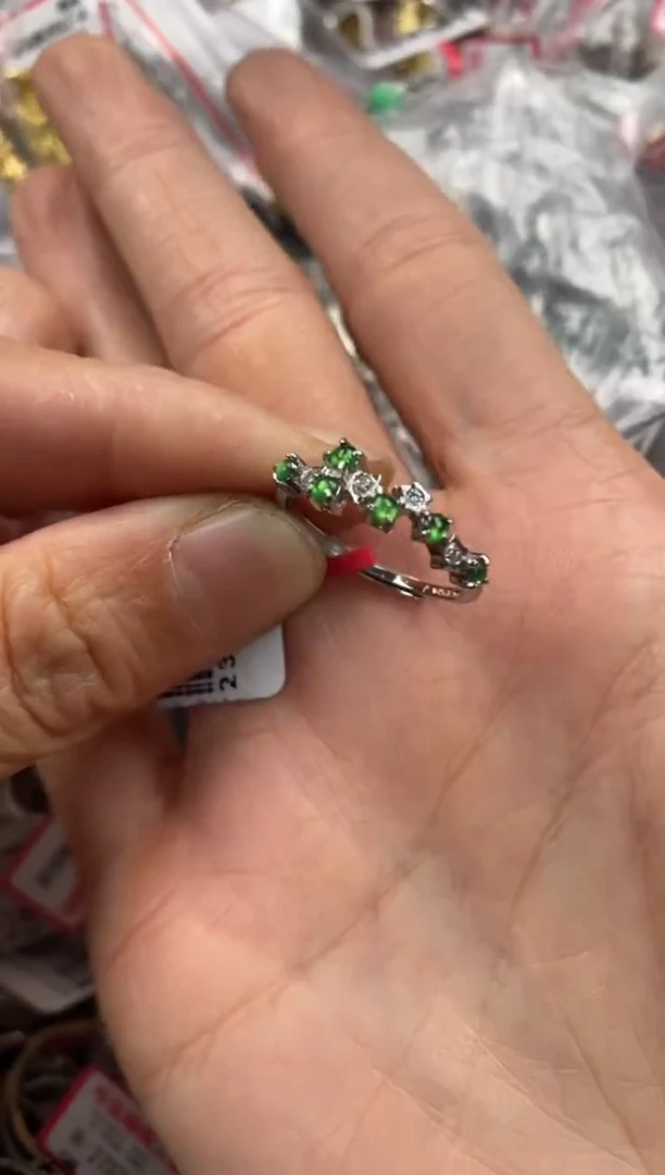 银S925镶嵌戒指翡翠666   4