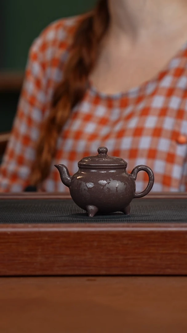 茶壶紫砂天青三足壶