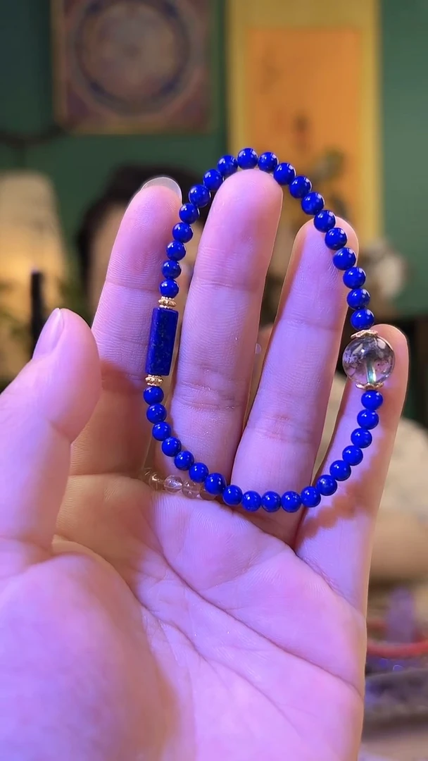 银S925镶嵌青金石手串青金石手串