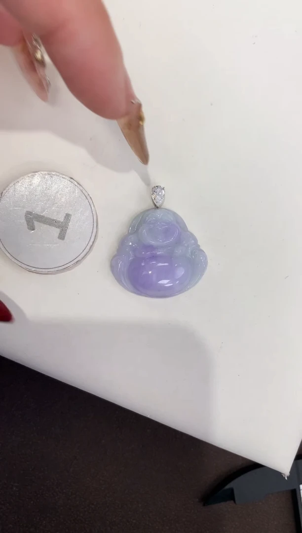 颈饰18K金镶嵌翡翠天然缅甸a货翡翠