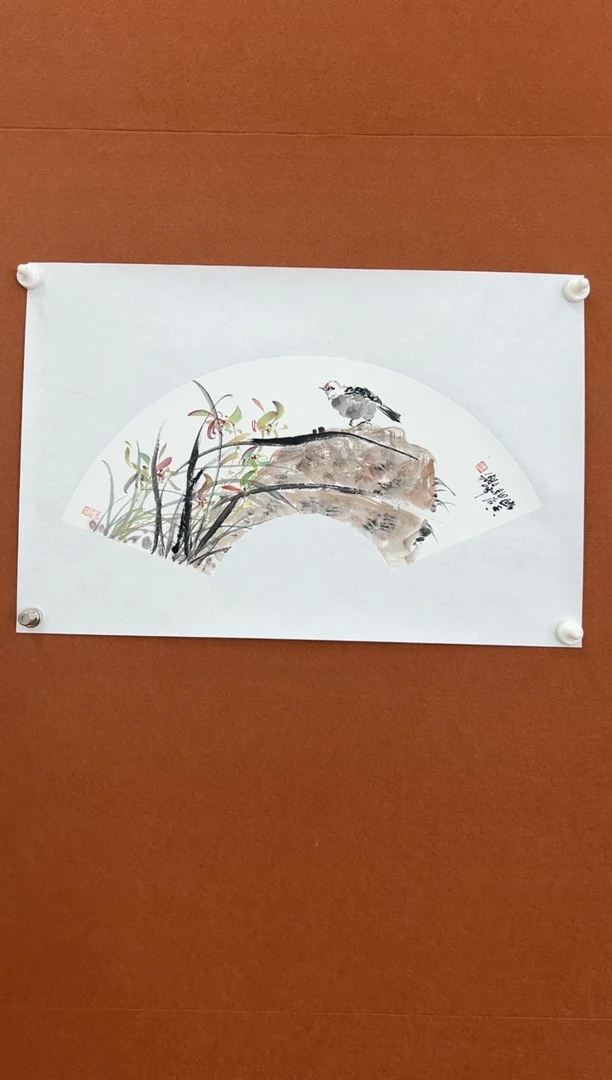 国画李文峰扇面花鸟