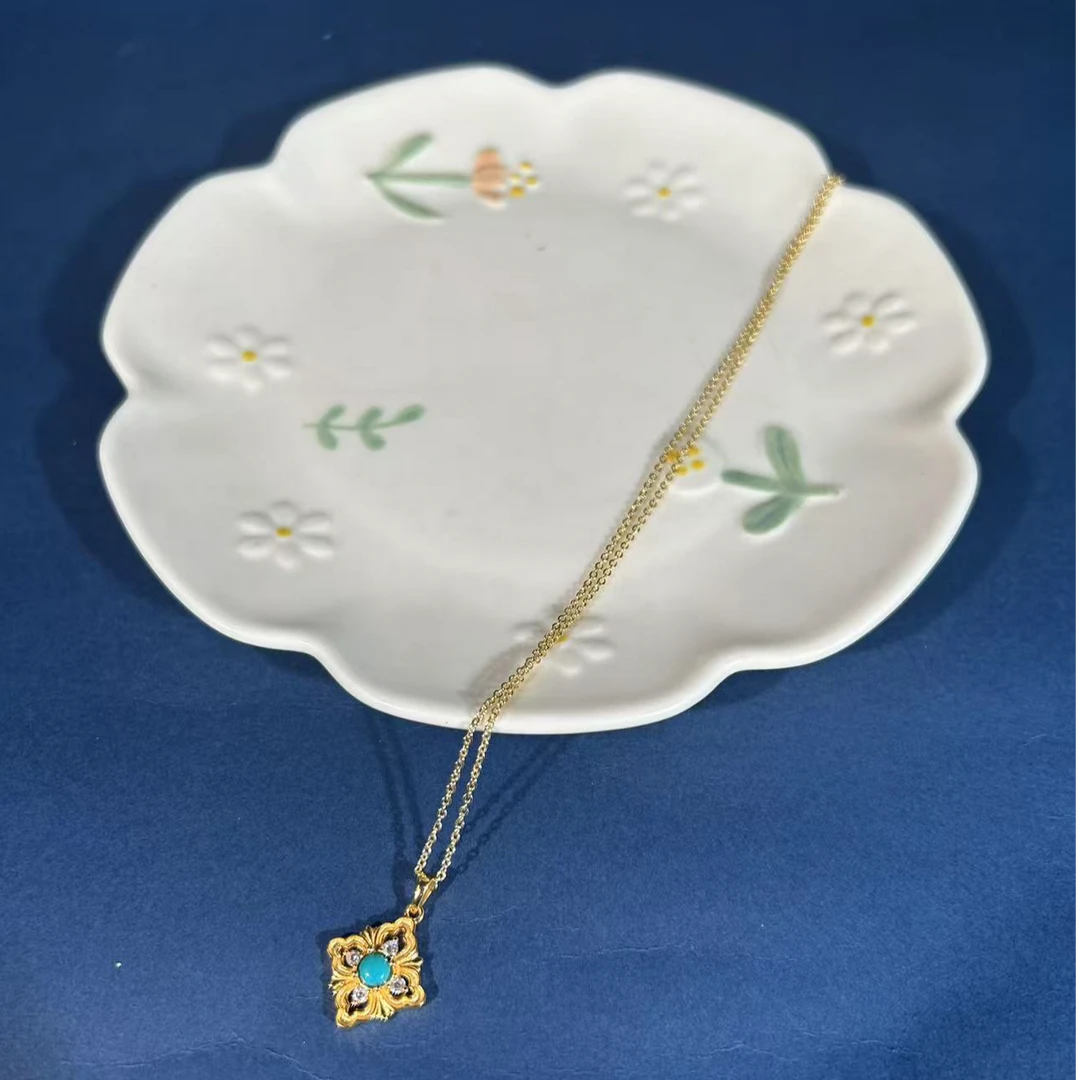 【杨杨专属】S925银绿松石美松菱形镂空吊坠 约4mm  XZ0843BZA