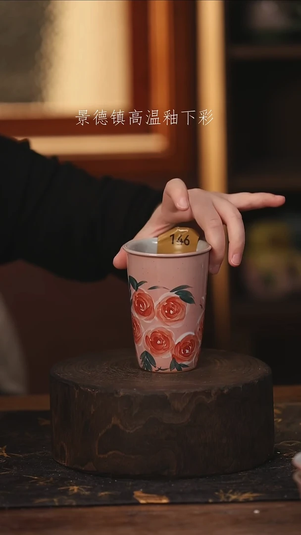 陶瓷景德镇高温釉下手绘陶瓷@L146@