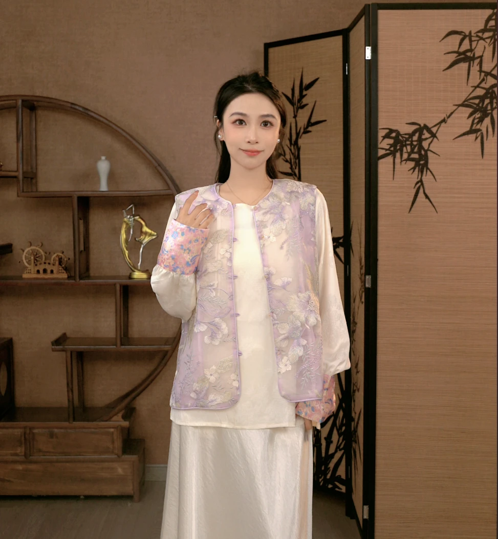 马甲+衬衣+裙子套装  新中式国风拍照出行无忧套装