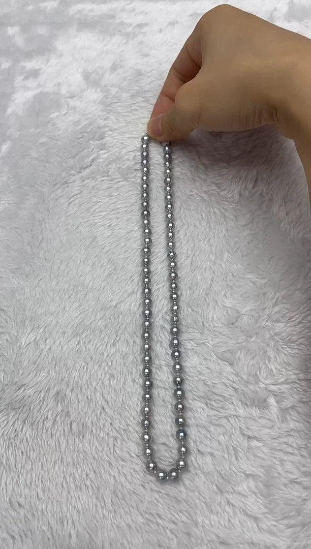 海水珍珠银S925镶嵌项链AK真多麻6-6.5mm