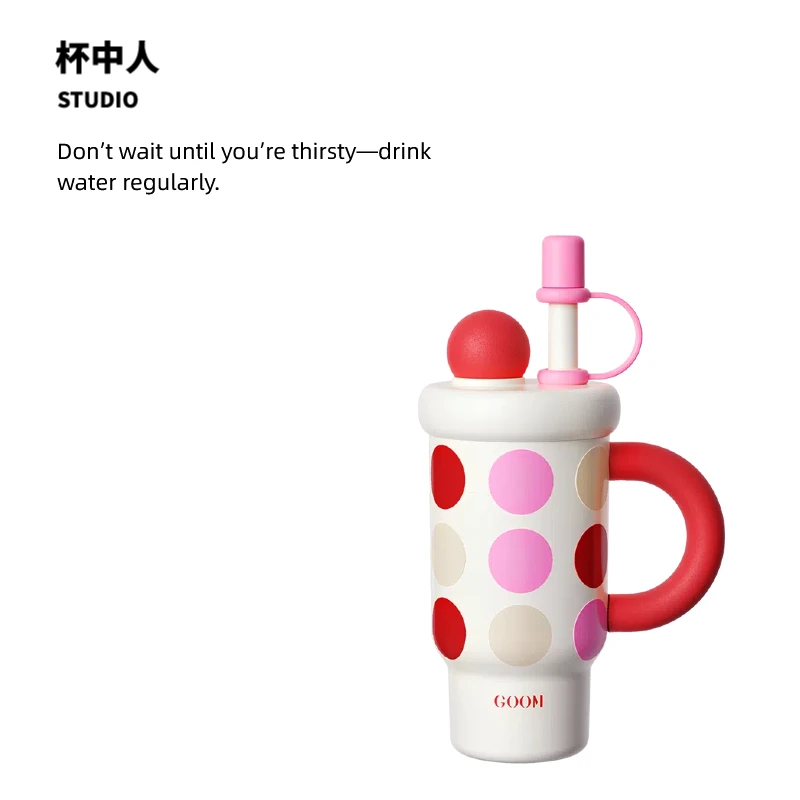 GOOM可爱带吸管保温杯水杯女生2024新款高颜值大容量水壶杯子礼物