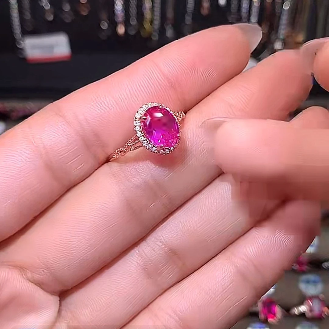 蓝宝石银镶开口戒79