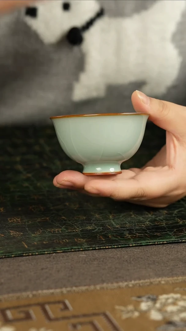 善窑厂柴窑天青压手杯