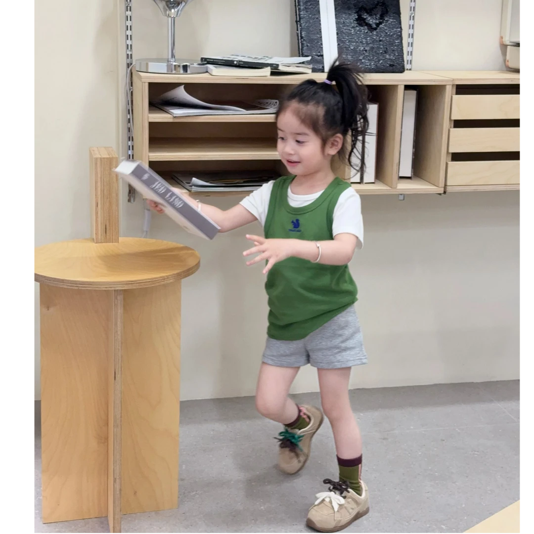 【现货】壹妈女童夏套装新款洋气儿童简约背心上衣女宝休闲运动短裤
