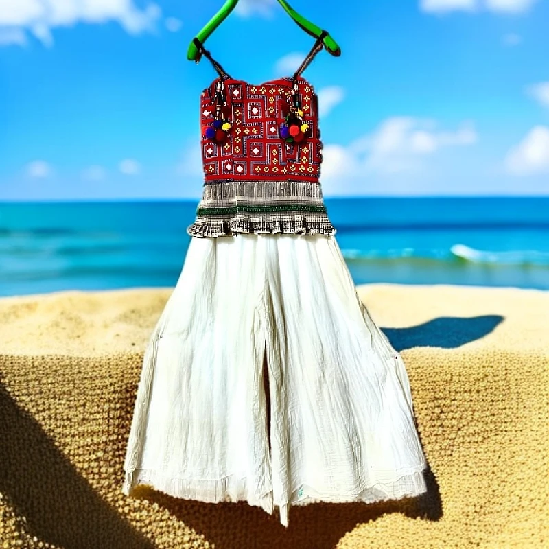 【解意】泰国进口手工绣珠带胸垫不用穿胸衣手工吊带