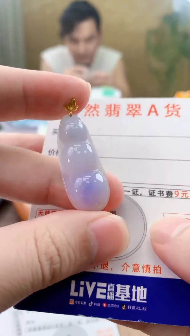 颈饰18K金镶嵌翡翠天然A货翡翠挂件