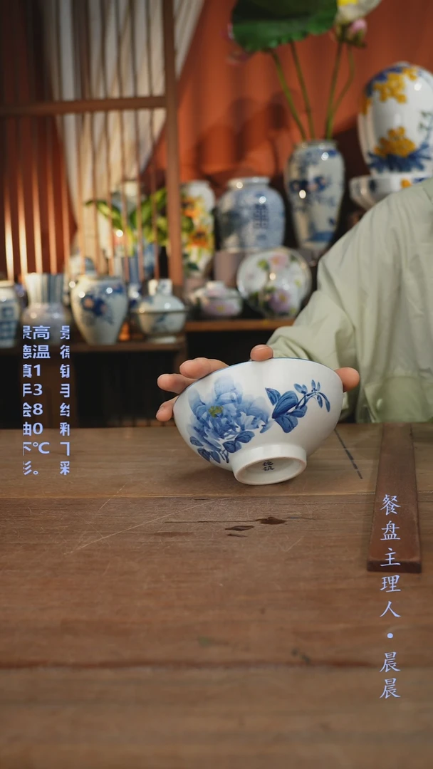 瓷片【简家甄选】景德镇设计师釉下手绘陶瓷餐具