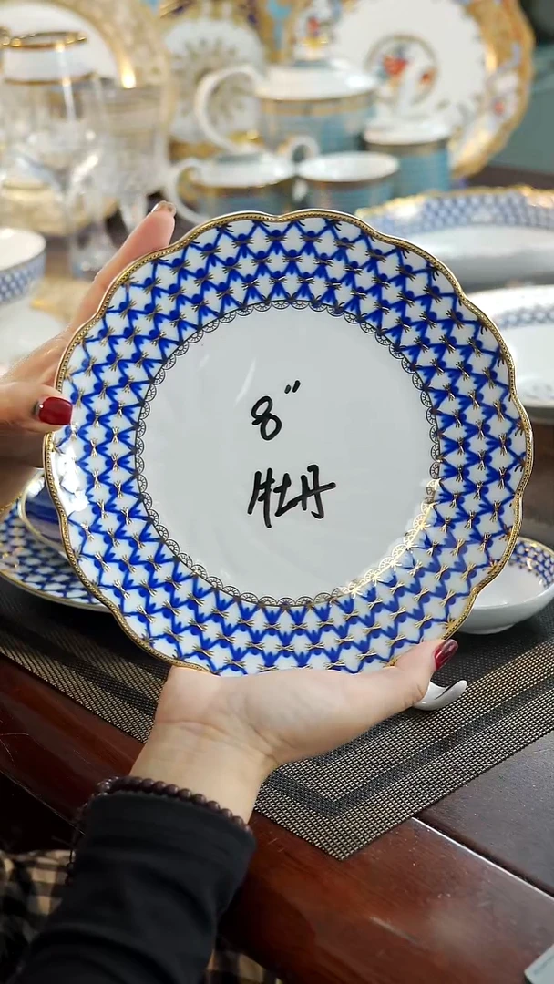 瓷片8英寸牡丹花盘1个