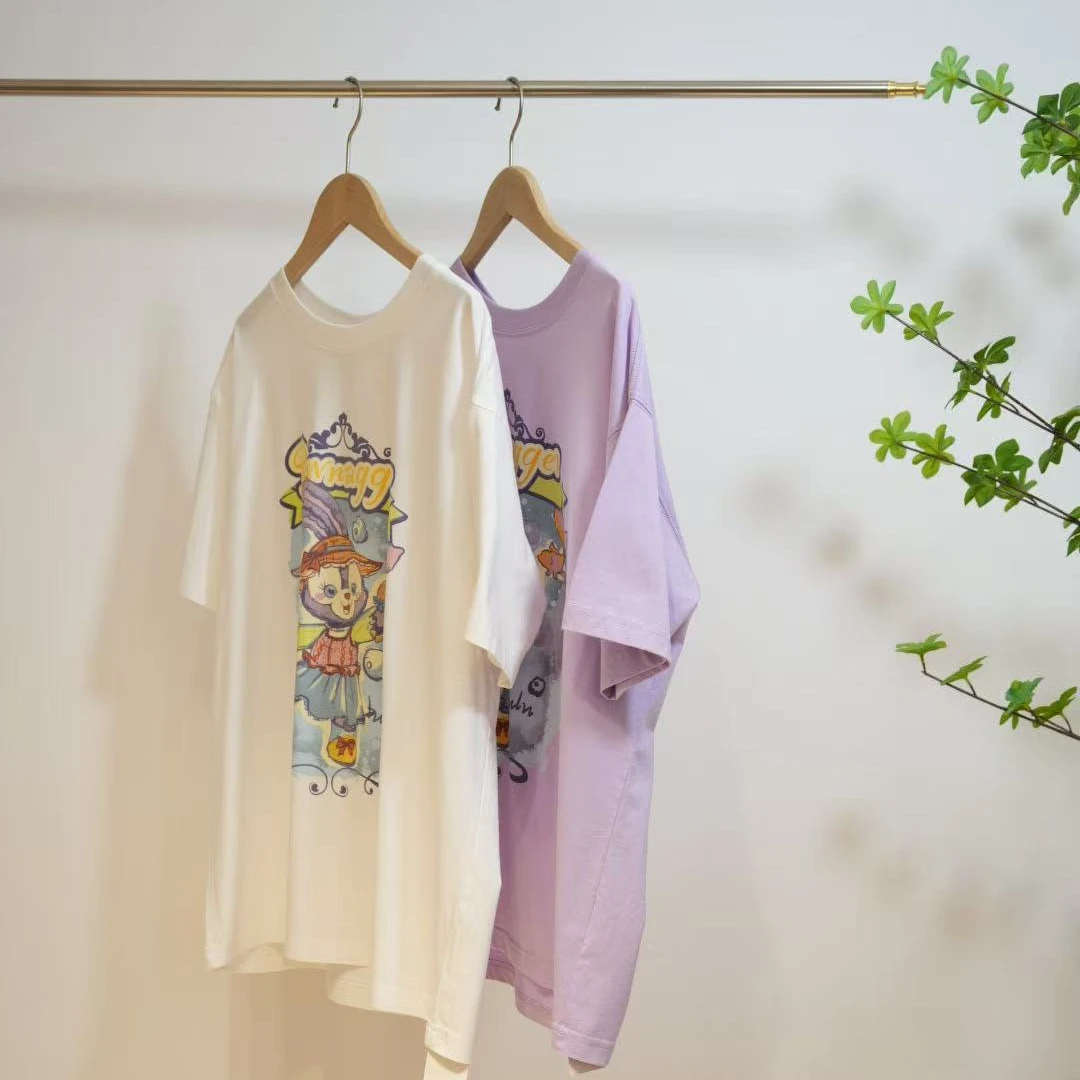 2-483-一款两色卡通兔子印花圆领女士短袖