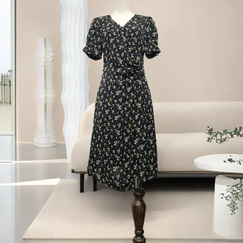 夏季新款碎花A字收腰显瘦连衣裙A134