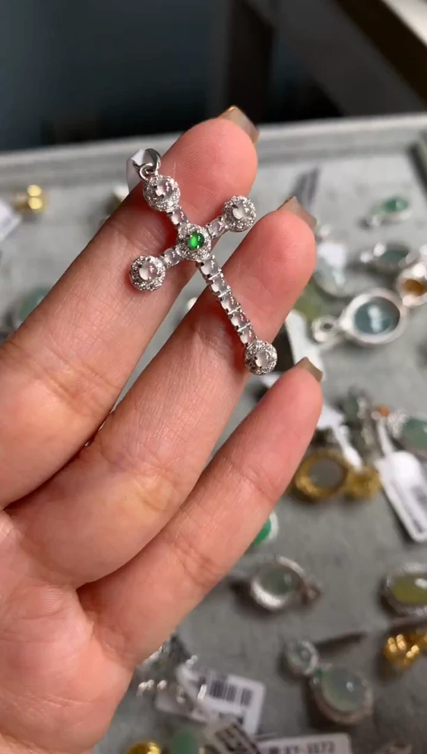 银S925镶嵌戒指翡翠吊坠