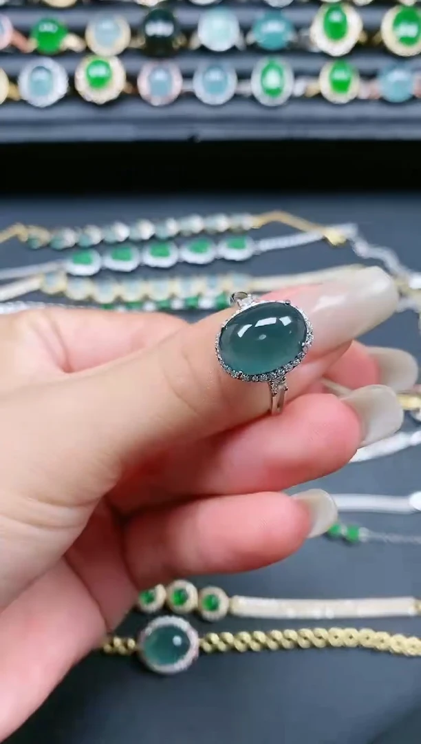 翡翠戒指银S925镶嵌111111
