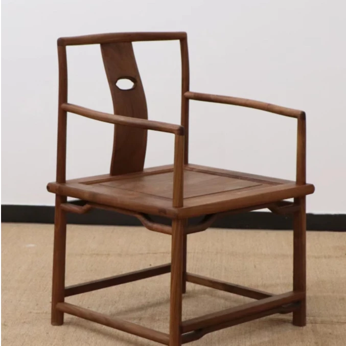 北美黑胡桃禅意海棠椅新中式胡桃木椅子茶椅