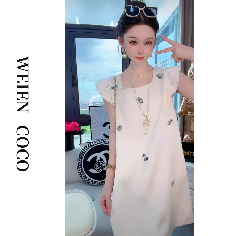 【薇恩COCO】时尚气质亮片女装连衣裙休闲百搭夏短袖裙K4684